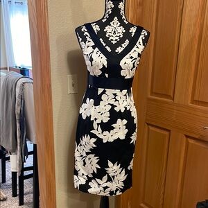 Elegant Black and White Floral Dress